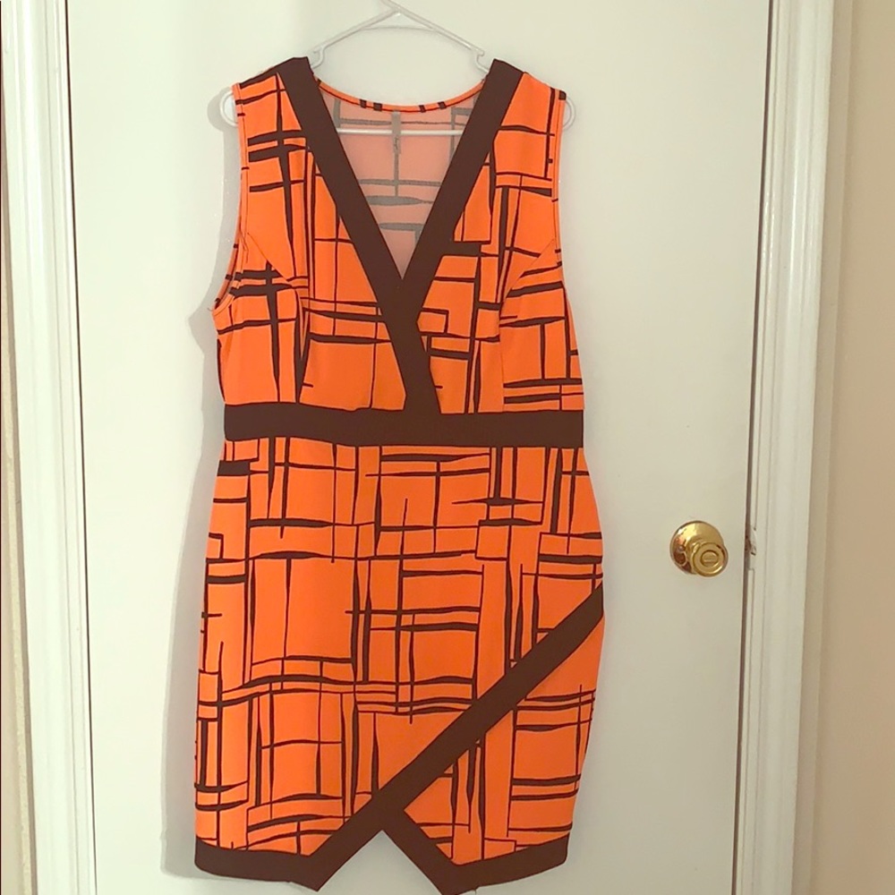 Bright orange and black dress